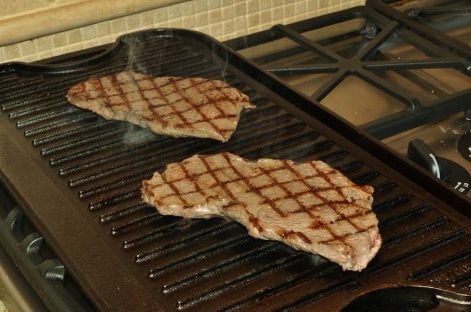 Grilling the steaks