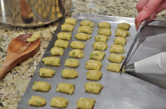 Piping the dumplings