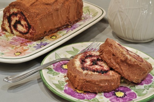 Elderberry Jam Rouladee with Maple-Chocolate Frosting