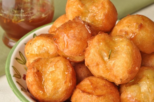Honey-Drenched Zeppole with Lime and Rosemary