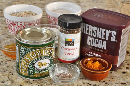 Ingredients for Caraway-Cocoa Oat Crisps