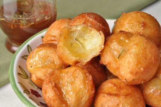 Zeppole with Lime and Rosemary-Infused Honey