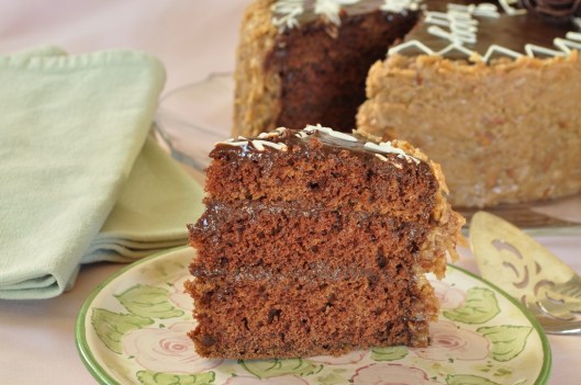 A Slice of Eggless German Chocolate Cake