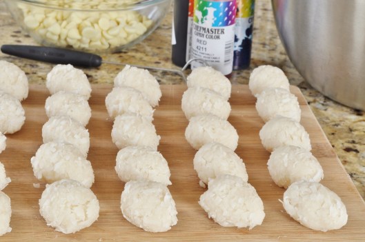 Coconut eggs ready for dipping