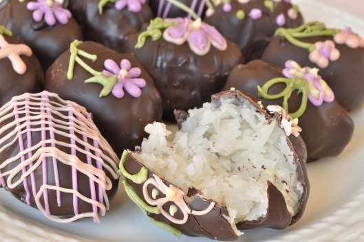 Inside view of a coconut Easter egg