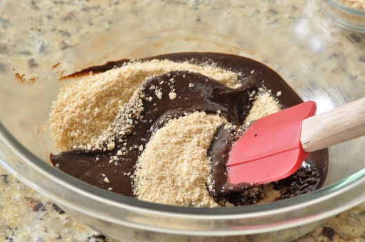 Mixing in the rice crispie powder