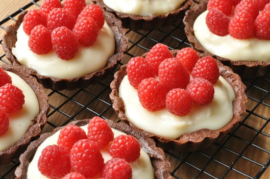 Chocolate-Cointreau Tarts with Fresh Raspberries