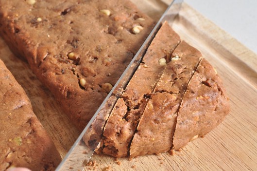 Slicing the Panforte Biscotti