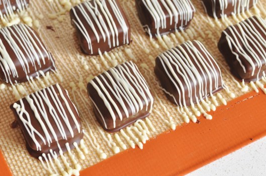 Striping the Marzipan Squares