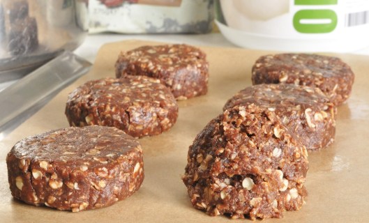 Flatten scoops of dough